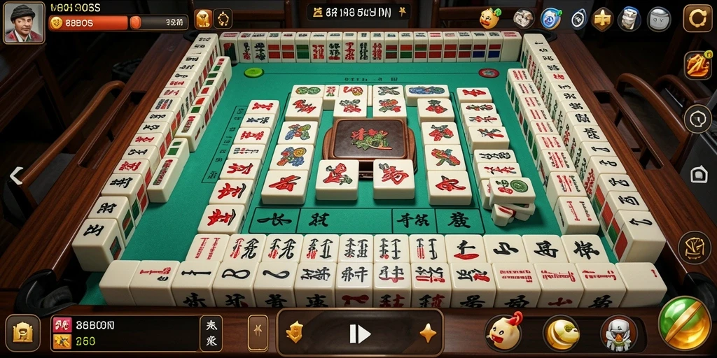 Screenshot gameplay 88BOS menampilkan keasyikan permainan Mahjong.