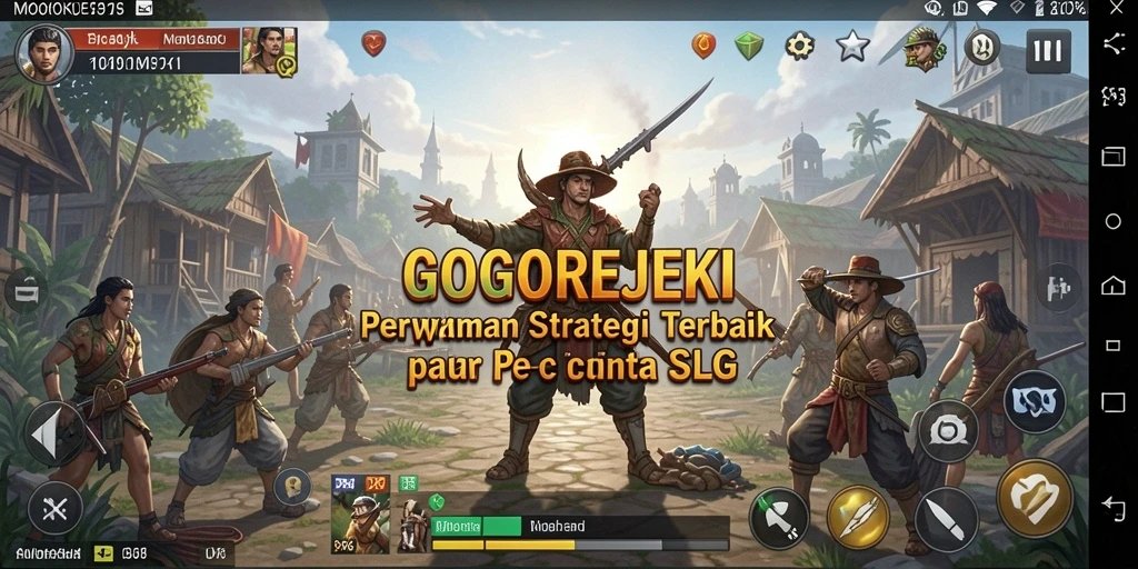 Screenshot gameplay GOGOREJEKI menampilkan pertempuran seru antar kerajaan.