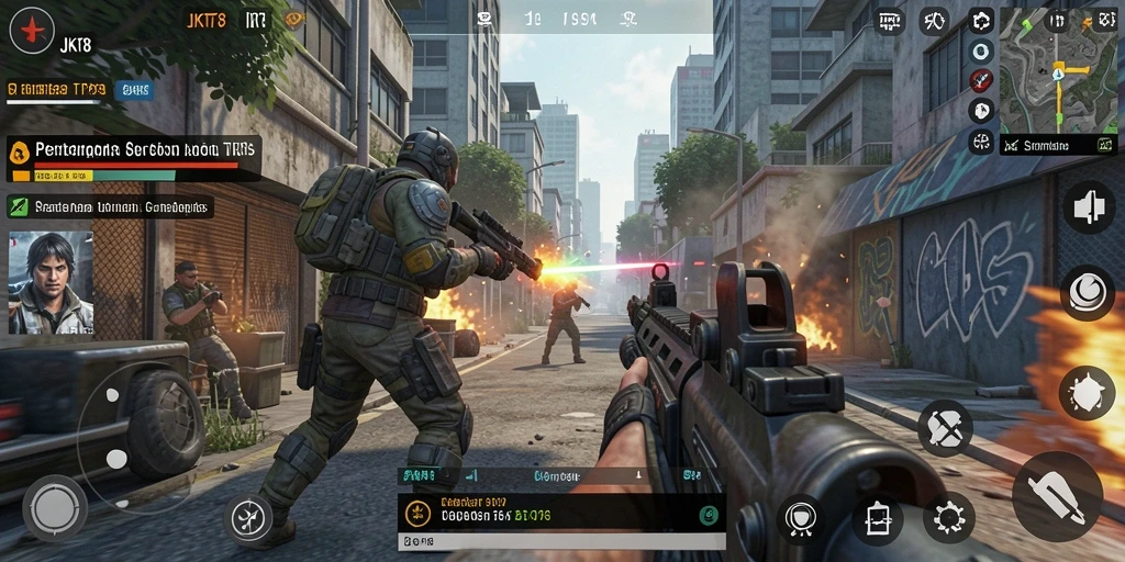 Tampilan seru dari gameplay TPS JKT8 yang mendebarkan.