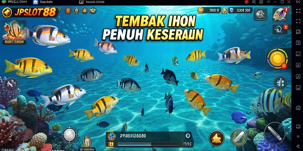 Tampilan gameplay JPSLOT88 yang menarik saat menembak ikan.