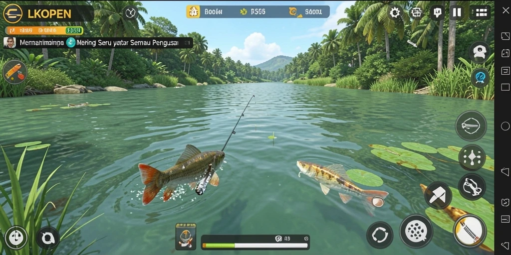 Menampilkan gameplay memancing yang seru dalam LKOPEN.