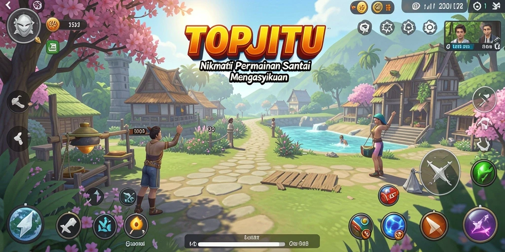 Tampilan gameplay TOPJITU yang mengasyikkan dan warna-warni.